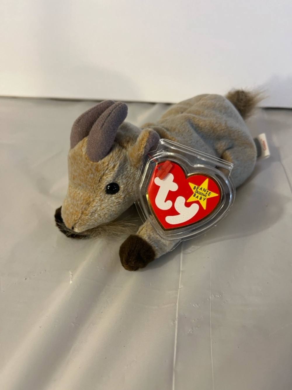 Ty Beanie Baby Goat Plush - Gray, Brown Goatee the Goat